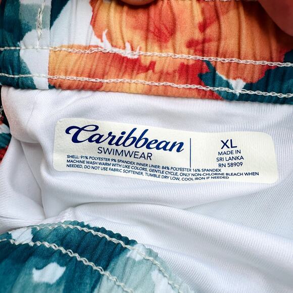 Caribbean Men's Multicolor Stretch Elastic Waist Swim Trunks Shorts Size XL NWT - Picture 4 of 4